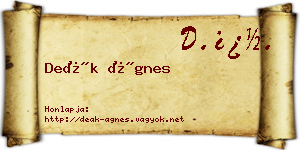 Deák Ágnes névjegykártya